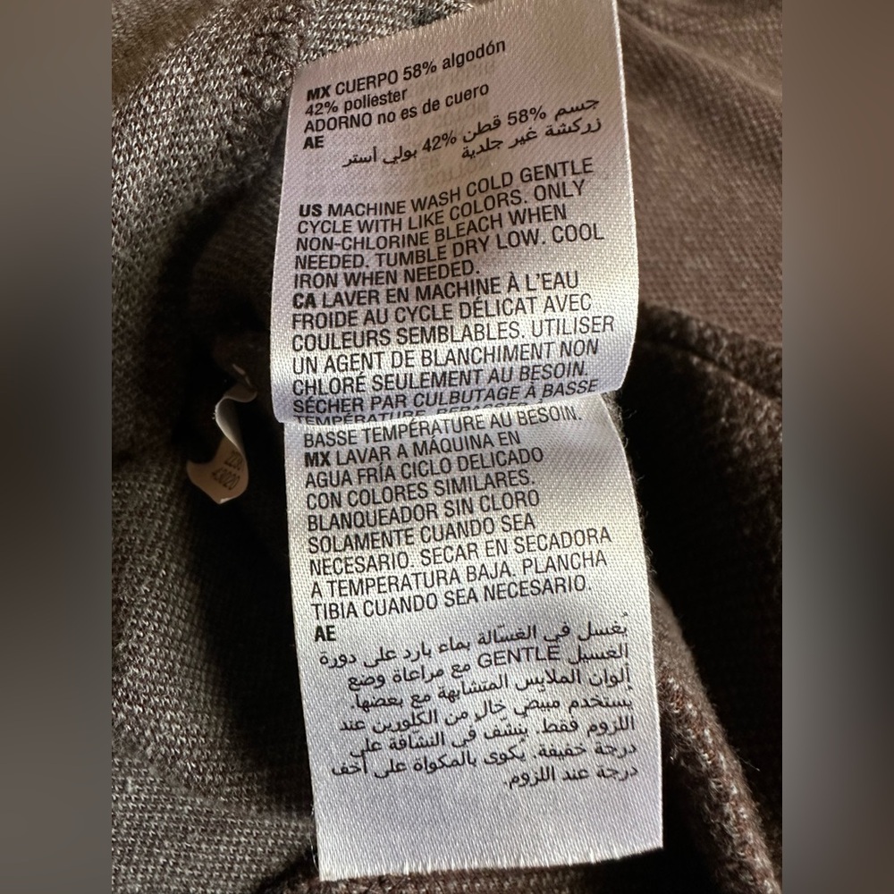 Tasso Elba•full-zip sweater•men’s large•cotton blend•pockets•relaxed fit•brown - Picture 7 of 15